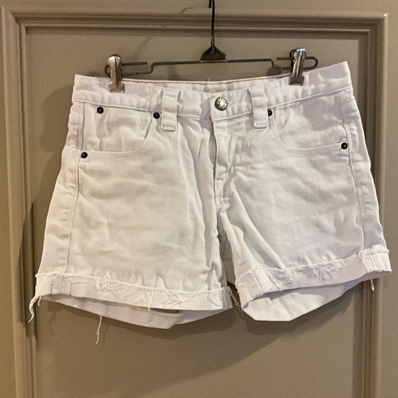 J.Crew Stretch Denim Roll Up Cuffed Jeans Cutoff Shorts White Size 4 - Picture 1 of 13